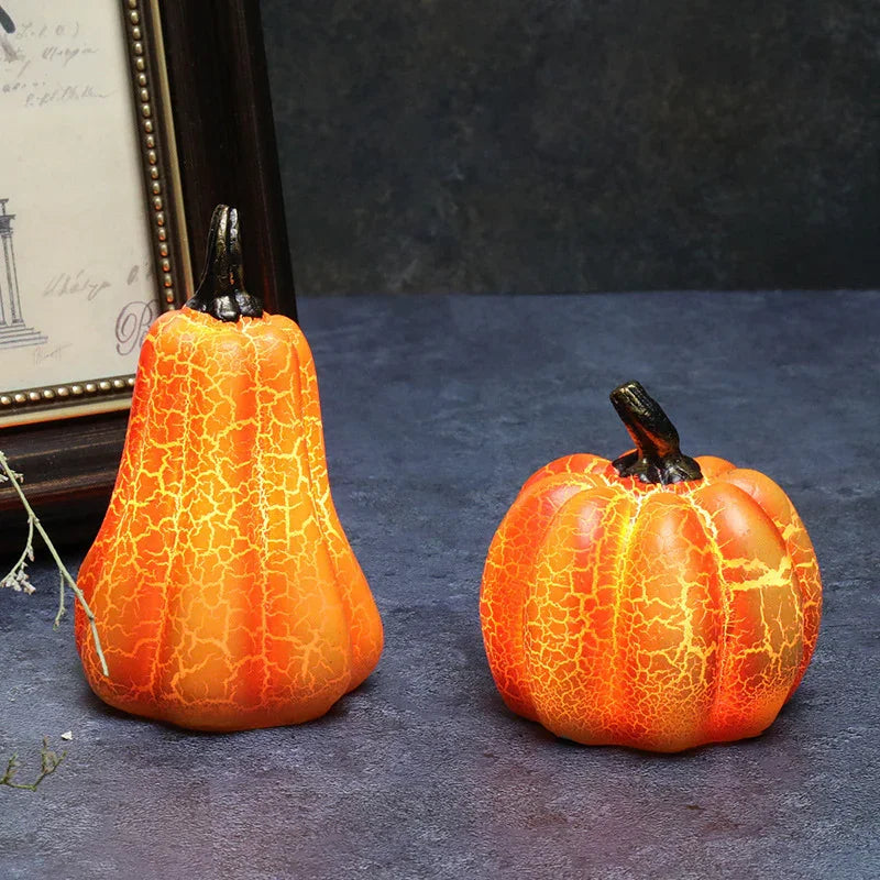 New Halloween Pumpkin Lantern Simulation Pumpkin LED Candle Lamp Resin Luminous Pumpkin.