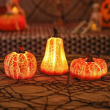 New Halloween Pumpkin Lantern Simulation Pumpkin LED Candle Lamp Resin Luminous Pumpkin.