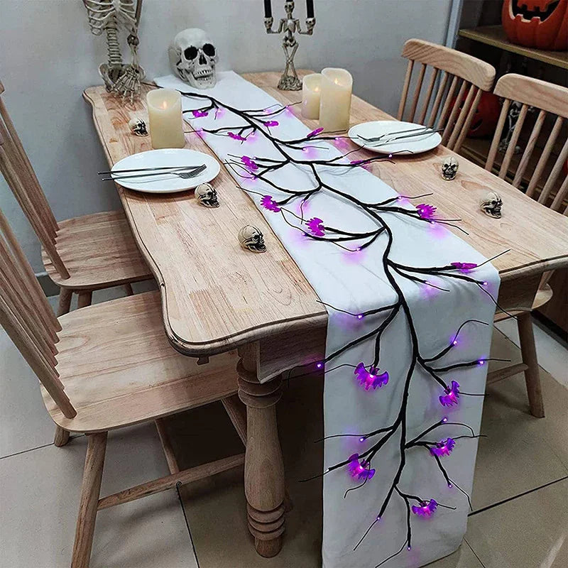 Halloween LED Willow Vine String Light Cool Cartoon Bat Pumpkin Decoration For Indoor Outdoor Party House Decor.
