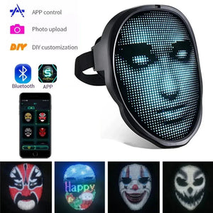 Halloween Face Masks Full Color LED Luminous Mask Face Changing Mask Party Bar Props.